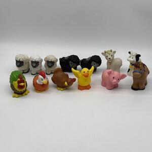 Fisher Price Little People Farm Animals Horse Cow Sheep Rooster Goat Lot Of 13